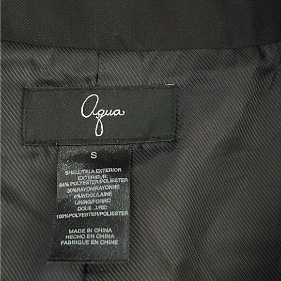 Aqua Womens Black 3/4 Sleeve Blazer Single Button Wool Blend Jacket Size Small - Picture 4 of 11